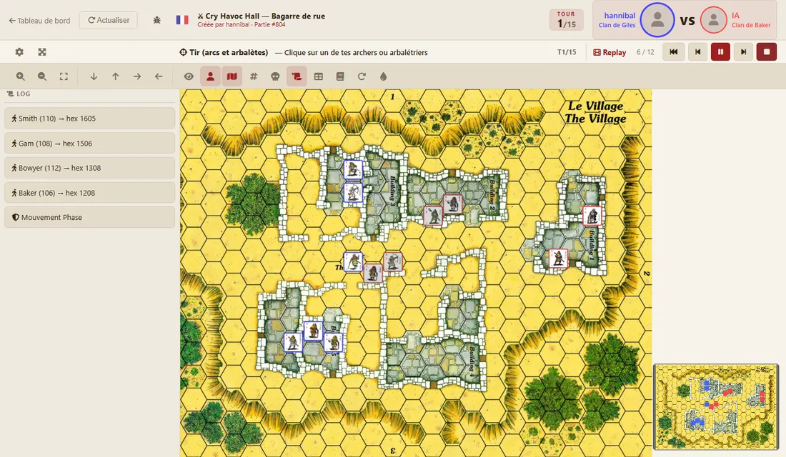 The replay of the AI's turn: its counters come closer